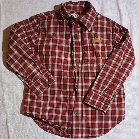 Hope & Henry / Long Sleeve Shirt / Kids Boys / Size XXS / Red Plaid / Button Dow - Picture 1 of 6